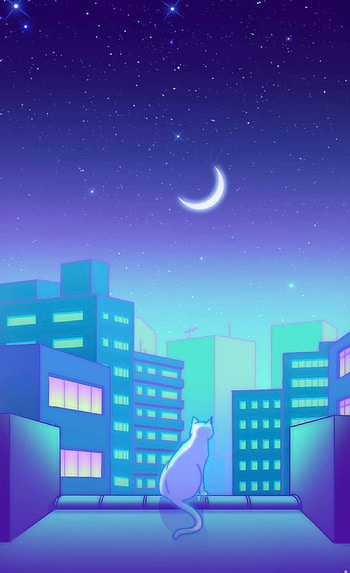 messengers lo-fi dark, aesthetic, sky, cat HD phone wallpaper