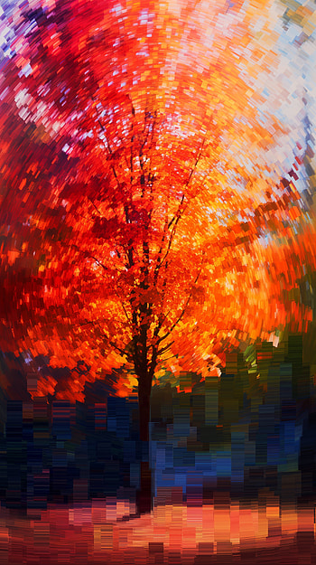 Vibrant Autumn Blaze - Mobile, Autumn, tree, vibrant colors, Abstract, foliage HD phone wallpaper