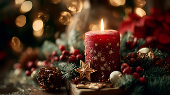 Christmas Candle Glow — Holiday, Pine Cone, Christmas Ornaments HD wallpaper