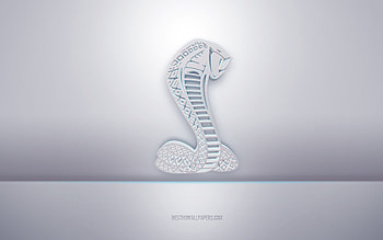 Shelby 3d white logo, gray background, Shelby logo, creative 3d art, Shelby, 3d emblem HD wallpaper