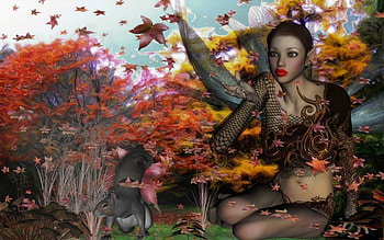 Autumn Fairy, fairy, brown, daz3d, autumn, girl HD wallpaper
