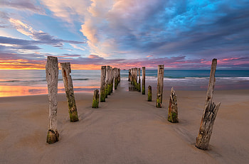Sea, sand, clouds, sea view, sky, nature, sunrise, beach HD wallpaper