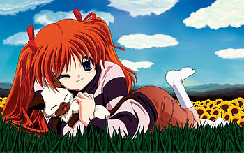 Anime, Cat, Smile, Girl, Yoke, Coquette HD wallpaper