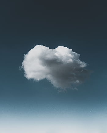 A single fluffy cloud floating in a clear, bright blue sky. Ideal for backgrounds. HD phone wallpaper