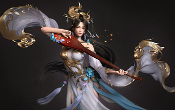 Chinese Musician, girl, fantasy, musician, Chinese HD wallpaper