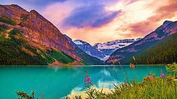 Beautiful Morning At Lake Louise, Banff NP, colors, clouds, sky, mountains, alberta, canada HD wallpaper