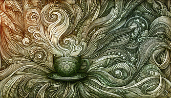 Green Tea Elegance - Abstract Art, green tea, coffee, Abstract, illustration, swirl HD wallpaper