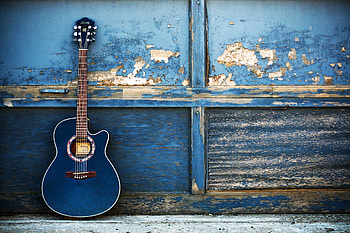 Guitar, blue, music, instrument, wood HD wallpaper