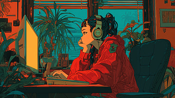 Chill Vibes: Anime Girl in Lofi, Anime, anime girl, lofi, illustration, woman HD wallpaper
