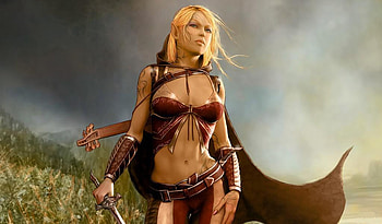 Female-elf-with-a-sword, sword, hero, anime, fantasy, girl HD wallpaper