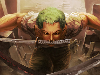 Roronoa Zoro, One Piece, katana, anime, art HD wallpaper