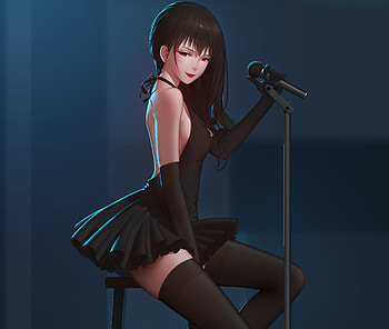 Anime Girl In Black Dress, anime, anime-girl, black, dress, black-dress HD wallpaper