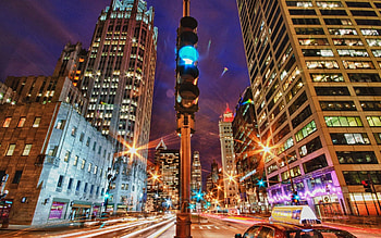 Cities, City, Skyscraper, Evening, r, Traffic Light HD wallpaper