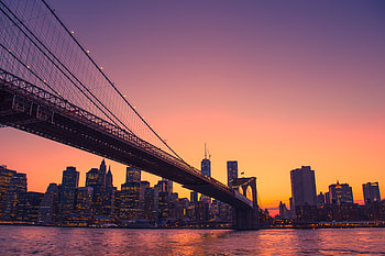 Brooklyn Bridge, New York Sunset HD wallpaper