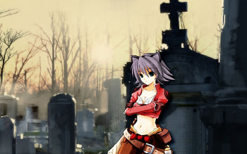 Neko girl, neko, girl, Anime, Cemetery HD wallpaper