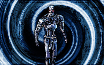 T-800, blue grunge background, Fortnite, vortex, Fortnite characters, T-800 Skin, Fortnite Battle Royale, T-800 Fortnite HD wallpaper