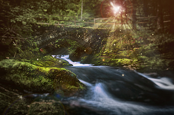 Nature, Rivers, Stones, Glare, Bridge, Sunlight HD wallpaper