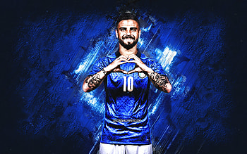 Lorenzo Insigne, Italy national football team, blue stone background, Italy, football, Insigne art, grunge art HD wallpaper
