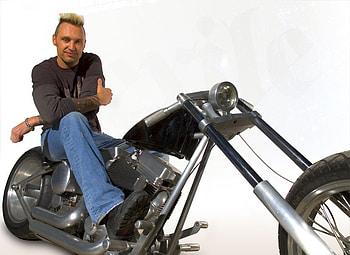 Russell Mitchell, best, tattoo, exile choppers, bike builder, cool biker HD wallpaper