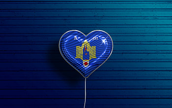 I Love Montpellier, , realistic balloons, blue wooden background, Day of Montpellier, french cities, flag of Montpellier, France, balloon with flag, Montpellier flag, Montpellier HD wallpaper