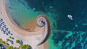 Ocean, sea, beach, aerial view HD wallpaper