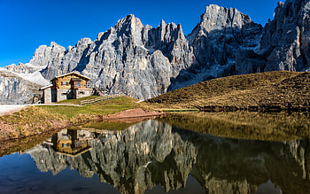 Dolomite Mountains, italy, dolomite, mountains, lake, reflection HD wallpaper