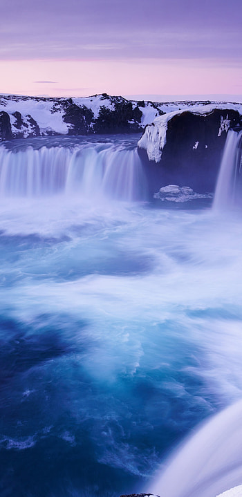 Godafoss waterfall beauty, Blue water stream, Nature's masterpiece, wonder HD phone wallpaper