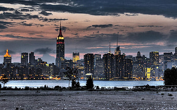 Cities, Night, City, Lights, Bay HD wallpaper