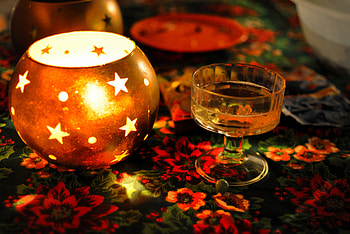 Light Year-End,Happy New Year!!!, winter, year end, table, stars, happy new year, candle, light, bright, nature HD wallpaper