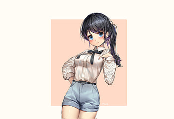 Original, minimal, beautiful, blue eyes, anime girl HD wallpaper