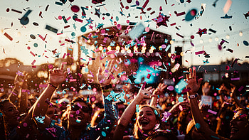 Confetti Burst — Celebration Party, Confetti, Concert, Crowd, Party, Celebration HD wallpaper