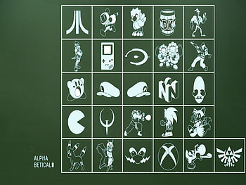 nerd alphabet, sonic, videogame, 64, tails, mario, nintendo, game boy, alphabet, video game, zelda, kirby, nerd HD wallpaper