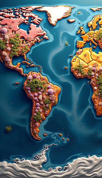 World Map Wonderland: A Vibrant for Adventurers, Digital Art, colorful landscape, nature HD phone wallpaper