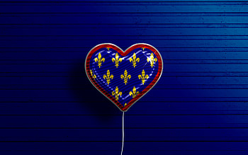 I Love Maine, , realistic balloons, blue wooden background, Day of Maine, french provinces, flag of Maine, France, balloon with flag, Provinces of France, Maine flag, Maine HD wallpaper
