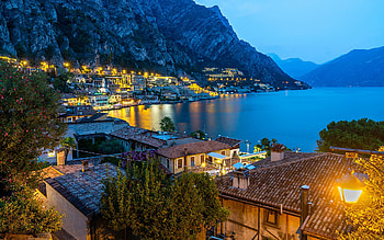 Limone sul Garda sunset, Cityscape view, Stunning mountain landscape, Lombardy Italy HD wallpaper