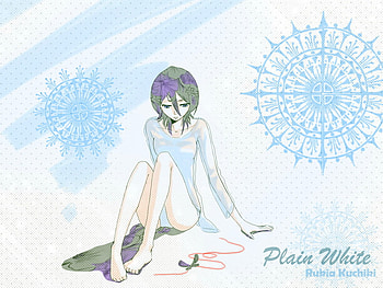 plain white, blue, white, fall, black hair, rukia, bleach, anime, snow, dream HD wallpaper