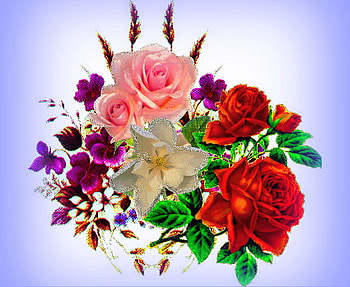 For Susan, blue, white, roses, glitter, purple, pink, abstract, green, flowers, lillies HD wallpaper