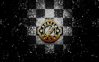 Austin Toros Spurs, glitter logo, NBA G League, black white checkered background, basketball, american basketball team, Austin Toros Spurs logo, mosaic art HD wallpaper