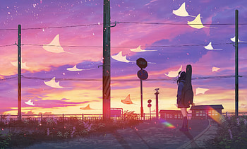 Anime Girl Dreamy Skies, anime-girl, anime, artist, artwork, digital-art HD wallpaper