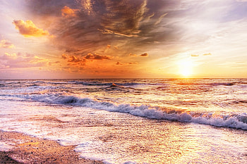 Waves Sand Blue Sky Evening Landscape, waves, sea, landscape, evening, sky, nature HD wallpaper
