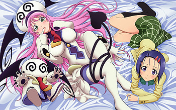 To Love Ru, Anime, Green Eyes, Haruna Sairenji, Lala Satalin Deviluke, Long Hair, Peke (To Love Ru), Pink Hair, Purple Eyes, Purple Hair, School Uniform, Short Hair, Tail HD wallpaper