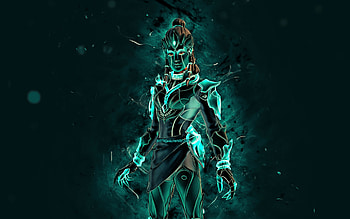 Negative Shanta, , turquoise neon lights, Fortnite Battle Royale, Fortnite characters, Negative Shanta Skin, Fortnite, Negative Shanta Fortnite HD wallpaper