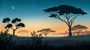 Serene Grassland: Ultra for Nature Lovers, grassland, landscape, silhouette, tree HD wallpaper