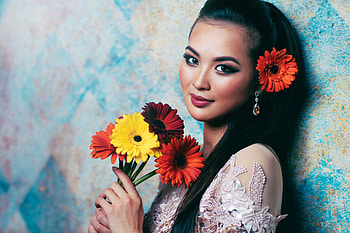 Beauty, girl, women, flower HD wallpaper