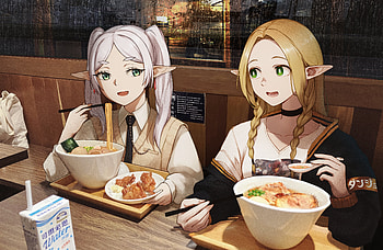 Frieren & Marcille Donato, Anime, crossover, Frieren (Frieren: Beyond Journey's End), Marcille Donato HD wallpaper