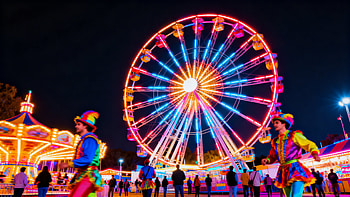 Neon Carnival Ferris Wheel —, Ferris Wheel, Carnival, Amusement Park HD wallpaper