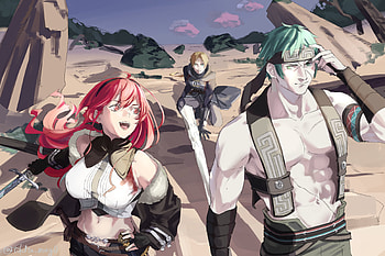Mushoku Tensei : Ruijerd, Rudeus & Eris Adventure, Ruijerd Superdia, Rudeus Greyrat, Eris Boreas Greyrat, Anime, Mushoku Tensei: Jobless Reincarnation HD wallpaper