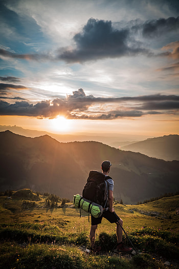 Sunset, Mountains, Sun, Miscellanea, Miscellaneous, Tourist, Traveller, Traveler HD phone wallpaper