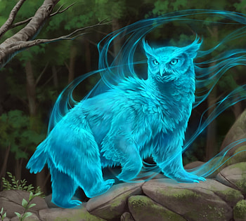 Illusion, blue, fantasy, ilse gort, bufnita, cat, creature, owl HD wallpaper
