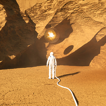 Art, Rock, 3D, Ball, Cosmonaut HD phone wallpaper